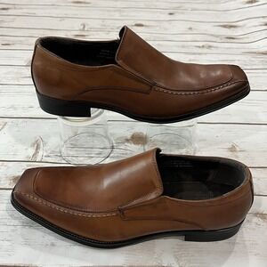 Asher Green Loafer Dress Shoe Men US 10 EU 43 Leather Slip On Brown Cap Bike Toe
